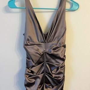 Elegant Gray Ruched Dress